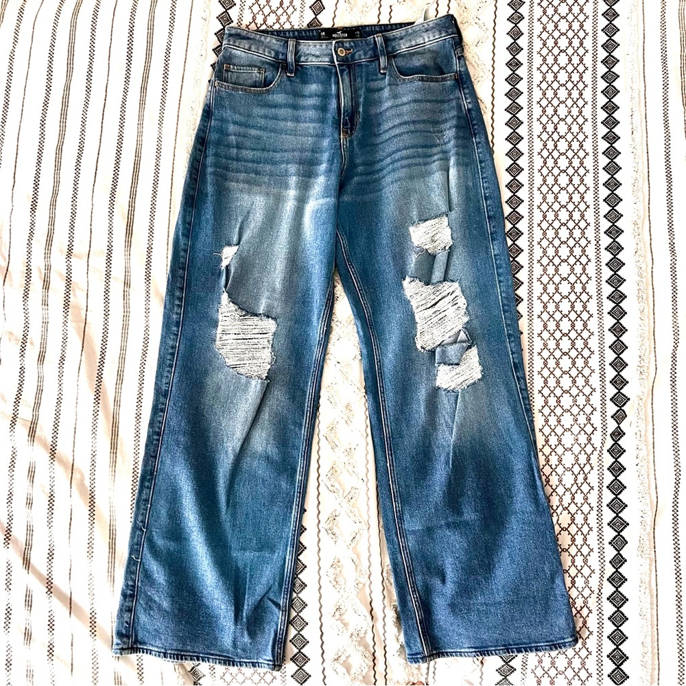 Hollister Distressed Wide-Leg Jeans
